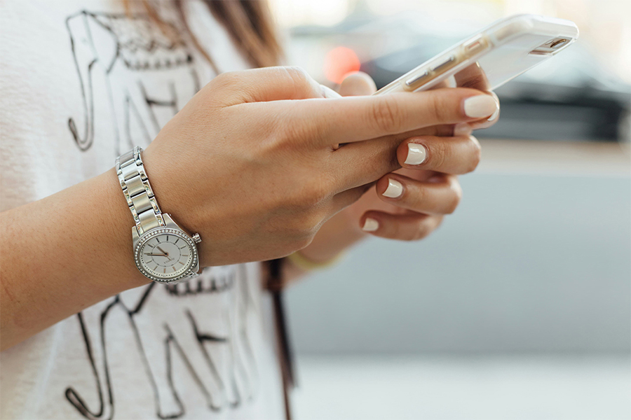 A woman using her mobile phone